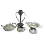A collection of Tudric pewter items,