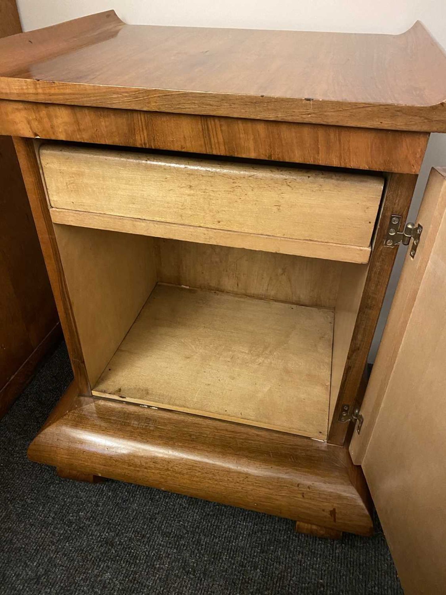 A pair of Art Deco walnut bedside cupboards, - Image 11 of 19