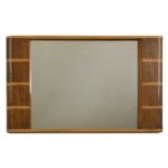 An Art Deco maple and walnut wall mirror,