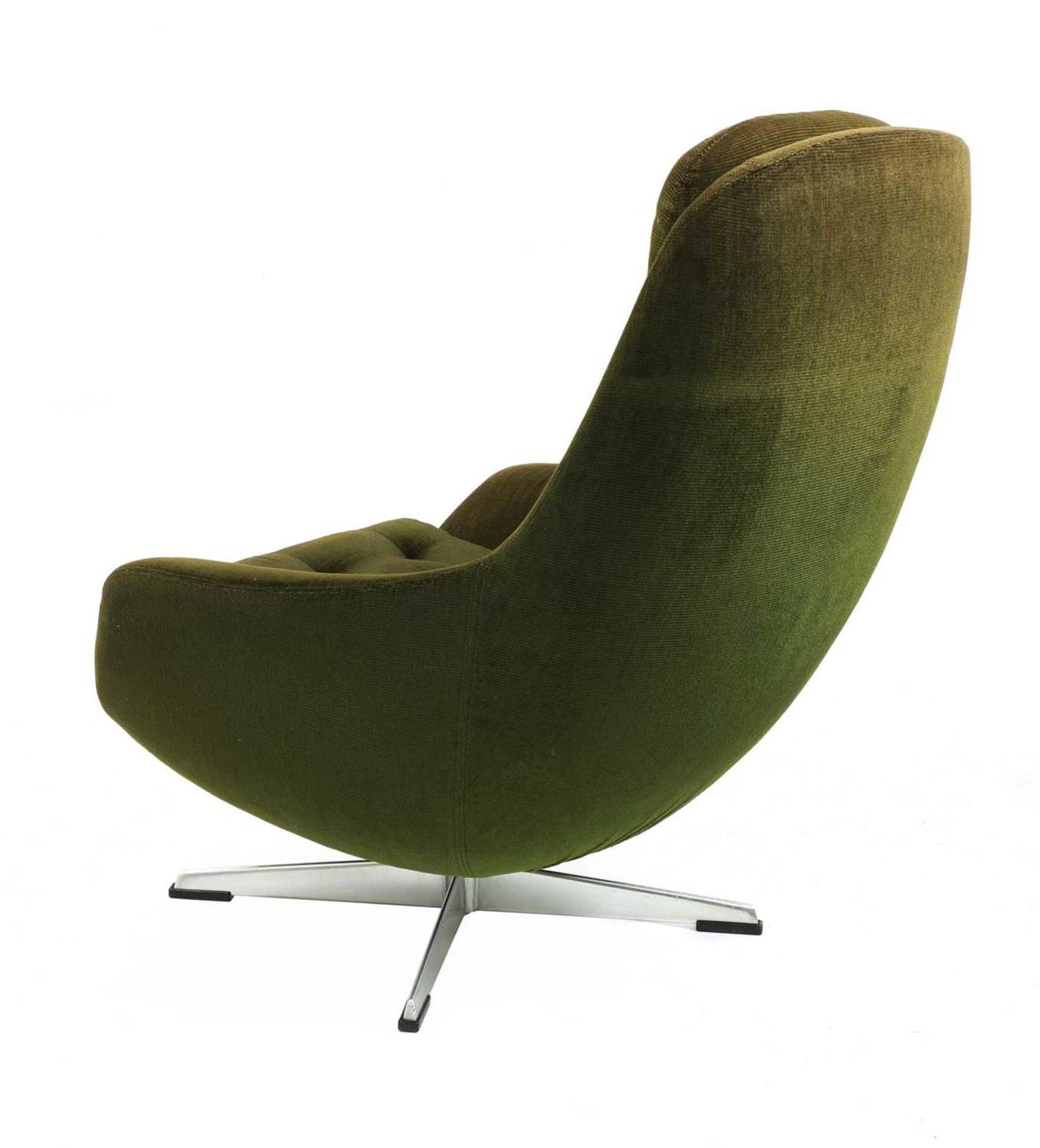 A green corduroy lounge chair, - Image 4 of 4