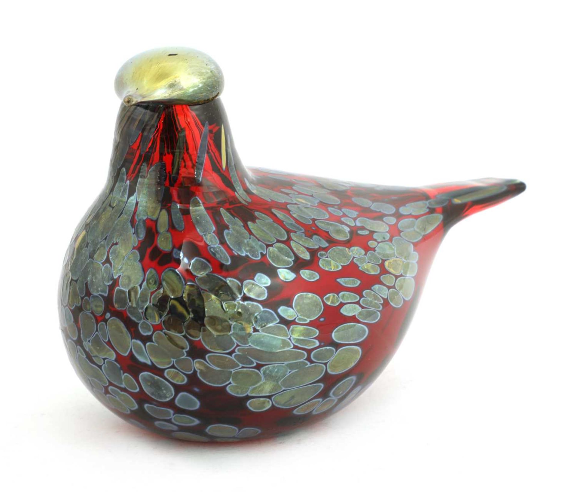 An Iittala glass 'Rubiinilintu' bird,