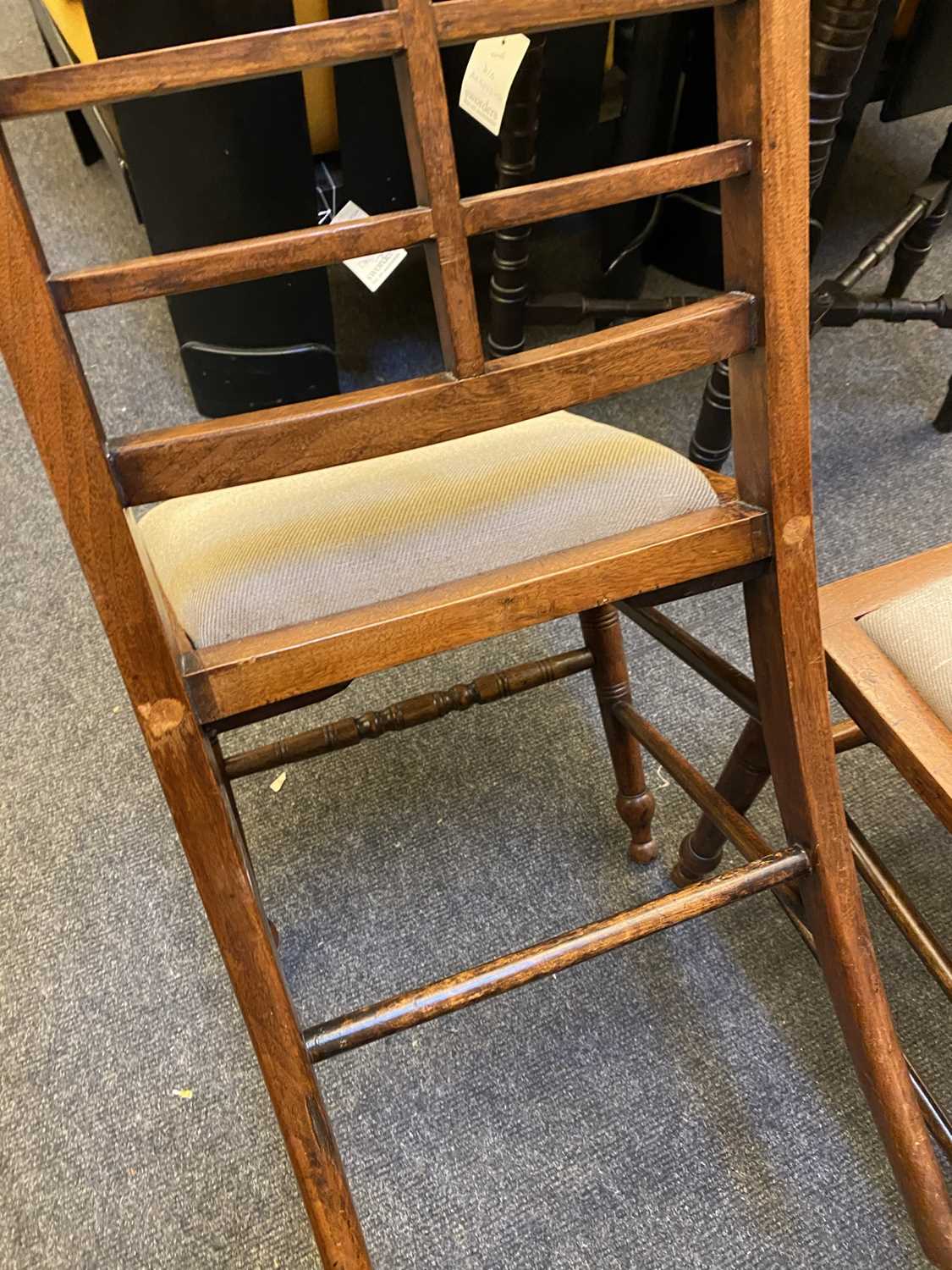 A set of twelve Arts and Crafts walnut chairs, - Image 10 of 13