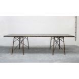 A contemporary dining table,