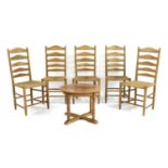 Five ash ladderback chairs,