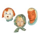 Three Keramos terracotta wall masks,
