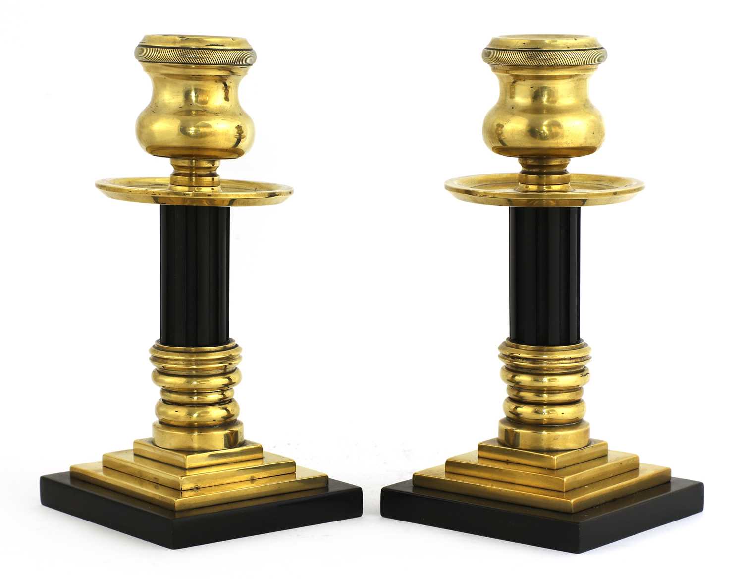 A pair of bronze and Bakelite candlesticks, - Image 2 of 2