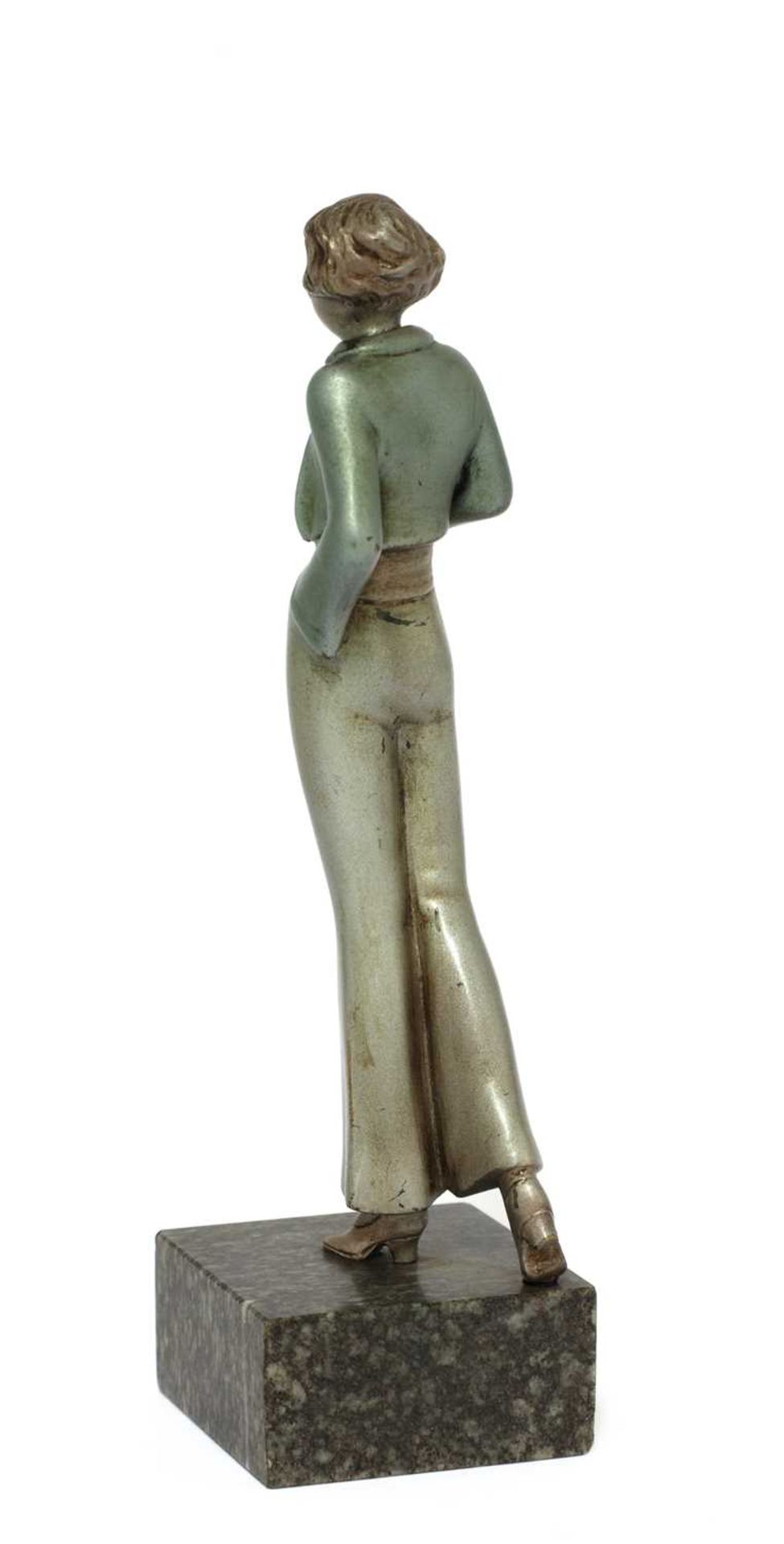 An Art Deco cold-painted bronze figure of a lady, - Image 3 of 8