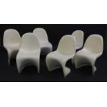 Six Verner Panton-style stacking chairs,