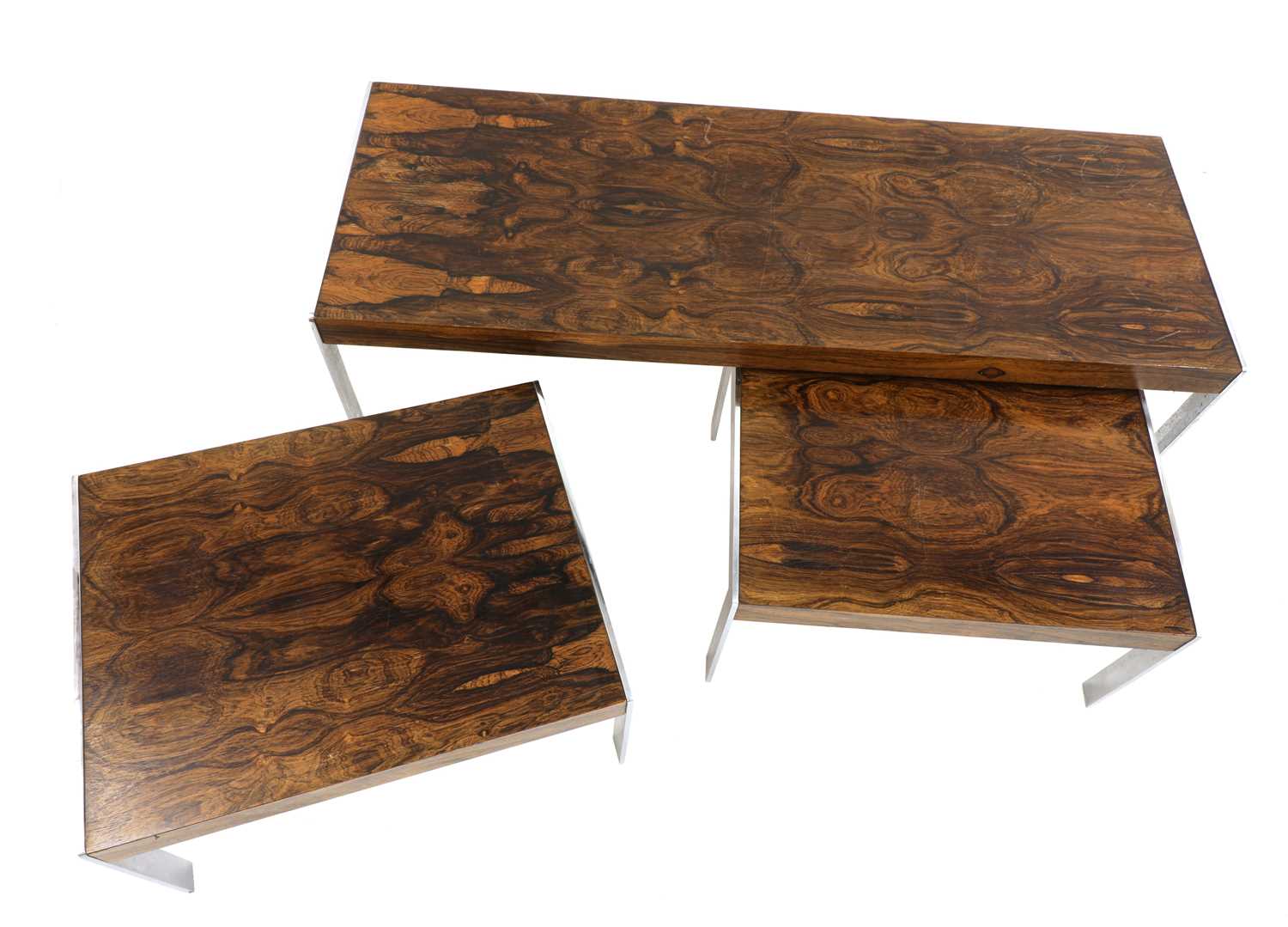 A Merrow Associates' rosewood and chrome nest of three tables, § - Image 2 of 3