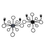 A pair of contemporary black powder-coated wall lights,