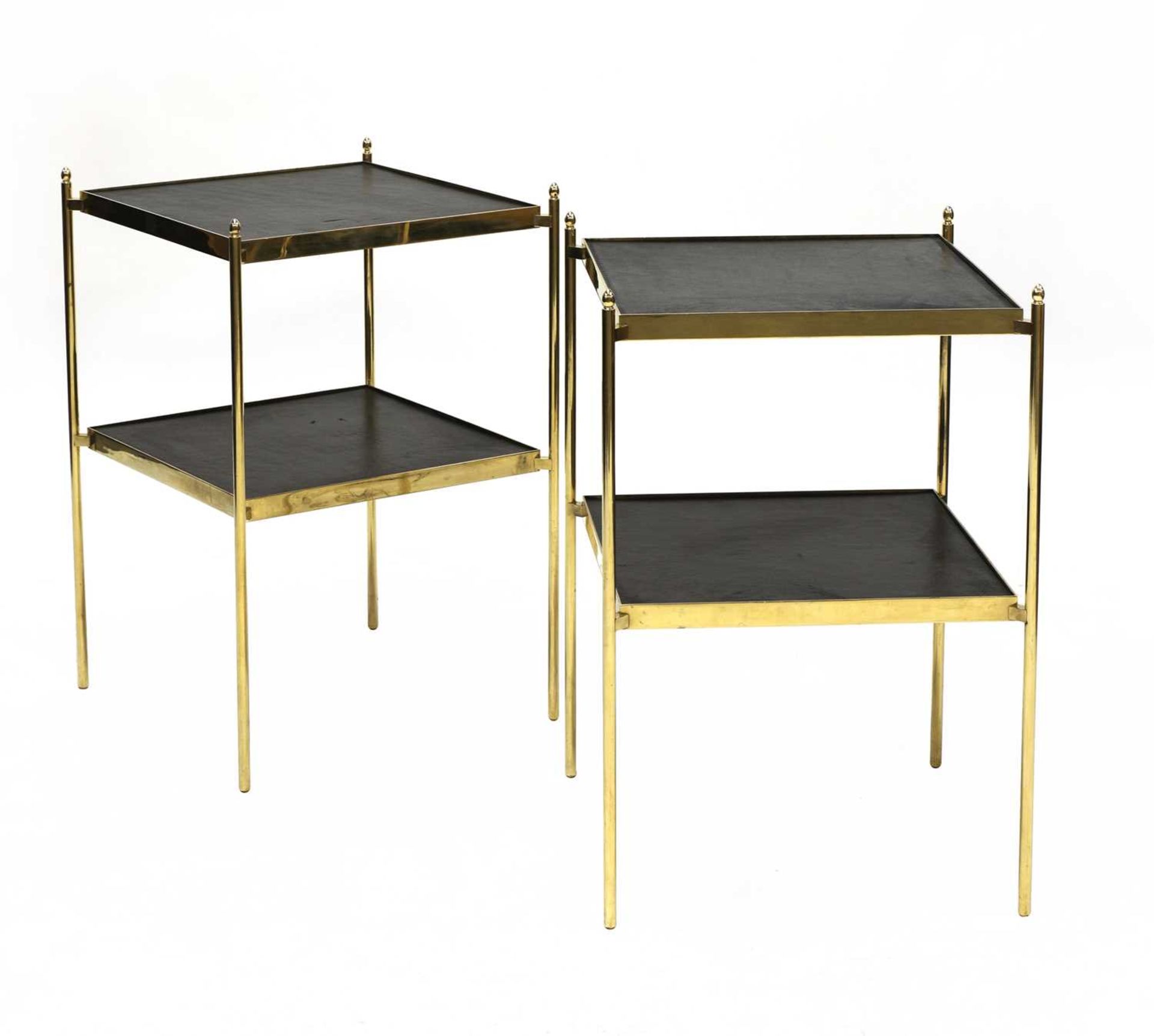 A pair of Scandinavian brass side tables,