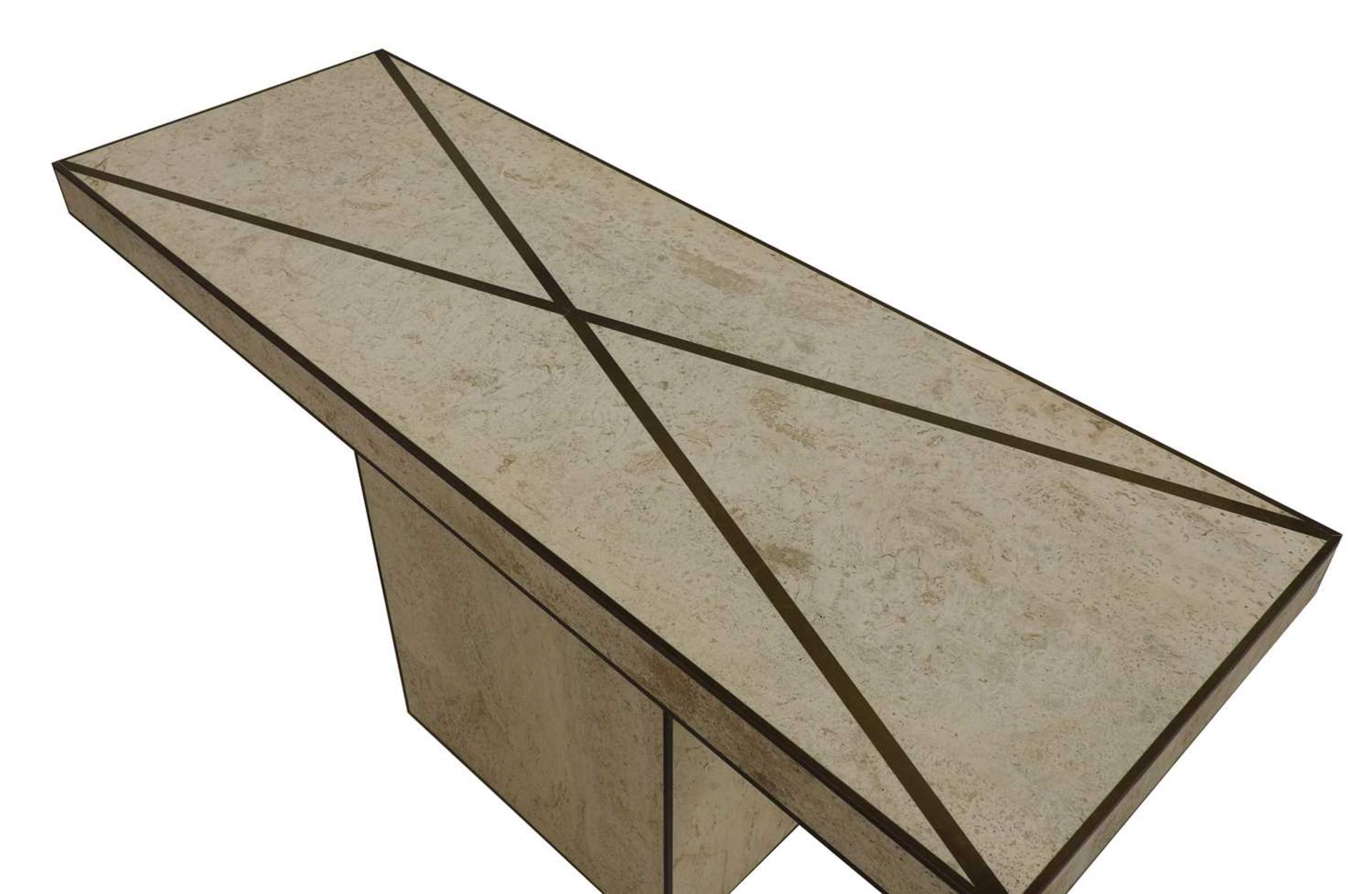 An Italian marble and travertine marble console table, - Image 3 of 3