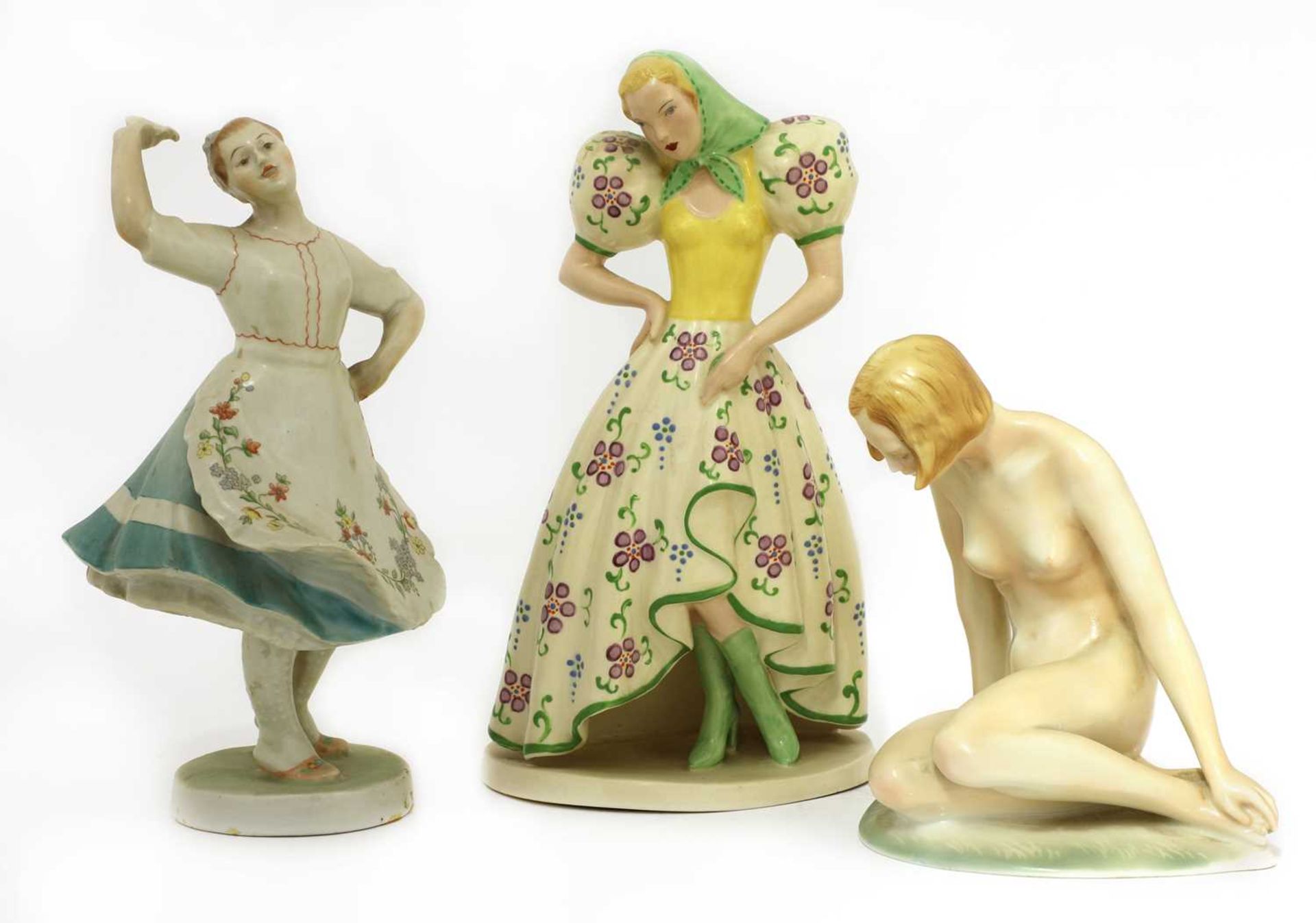 Three Art Deco figures,