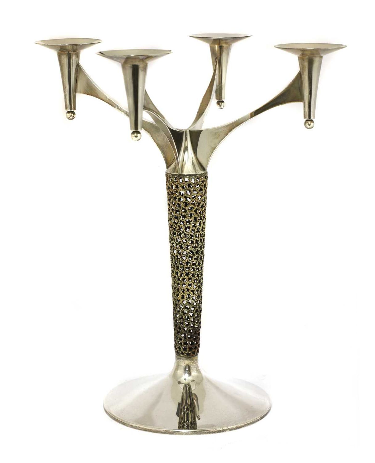 A silver-gilt four branch candelabra, - Image 3 of 7