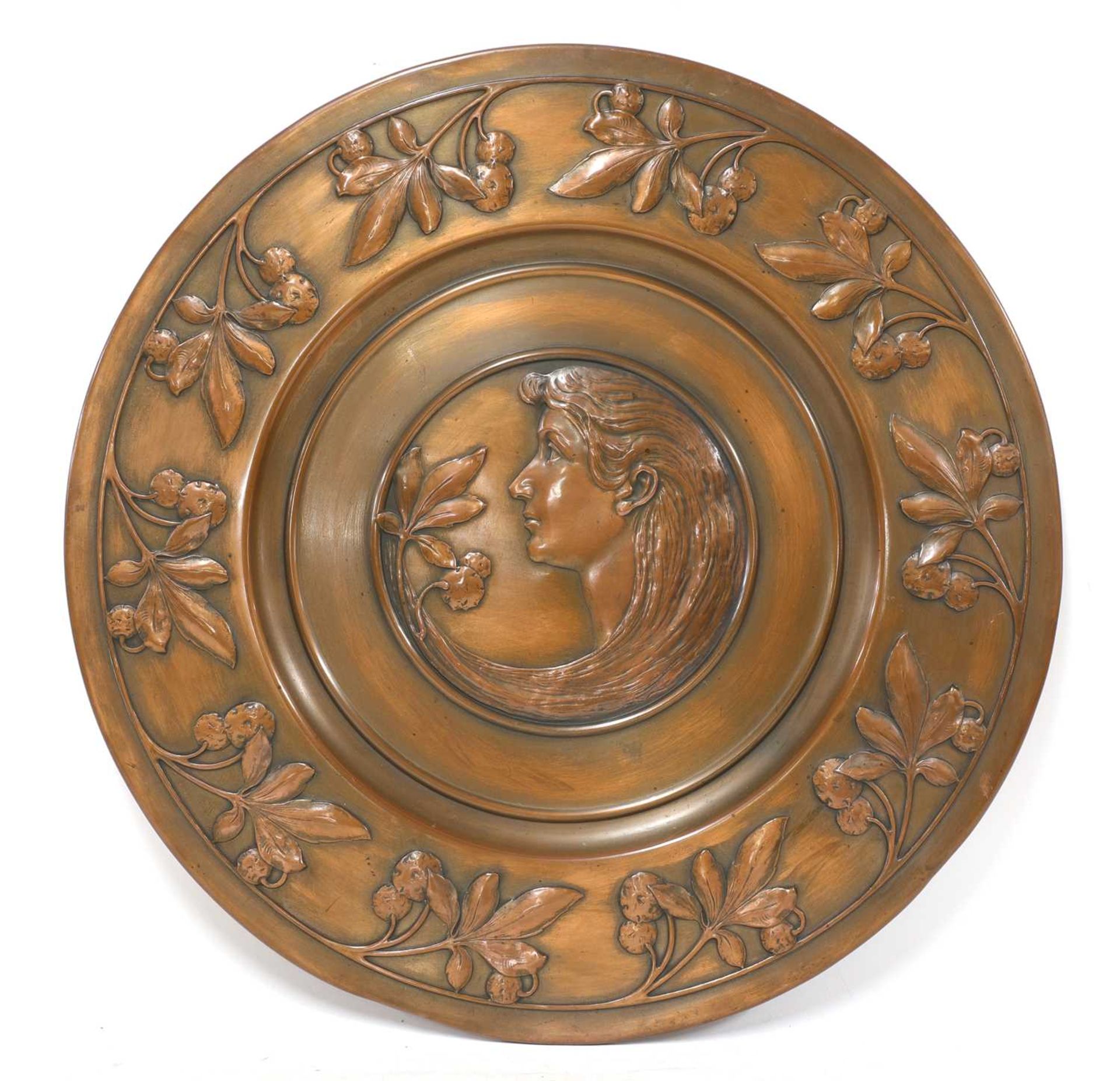 A WMF embossed copper plaque,