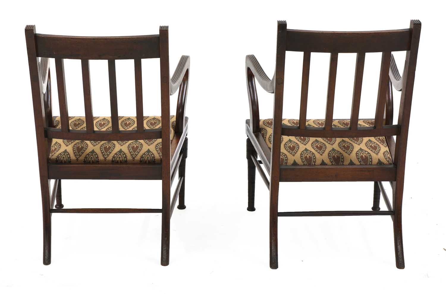 A pair of walnut armchairs, - Image 3 of 3