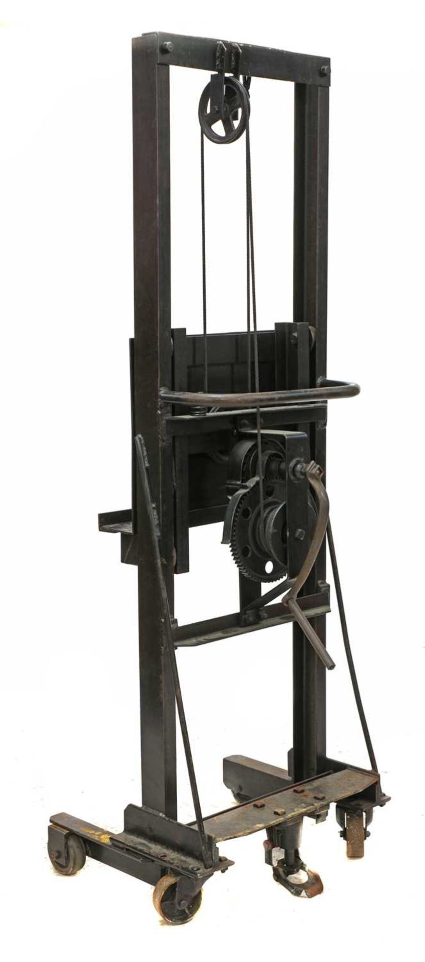 An industrial cast iron easel,