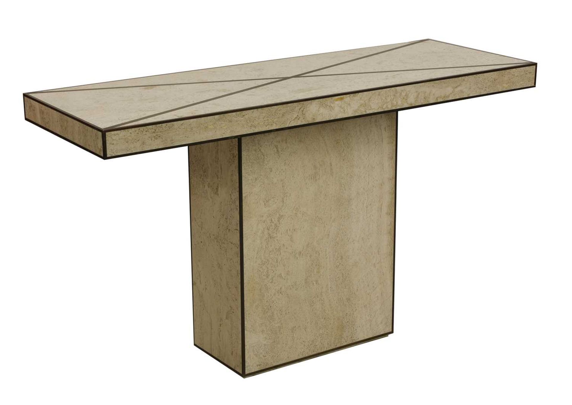 An Italian marble and travertine marble console table,