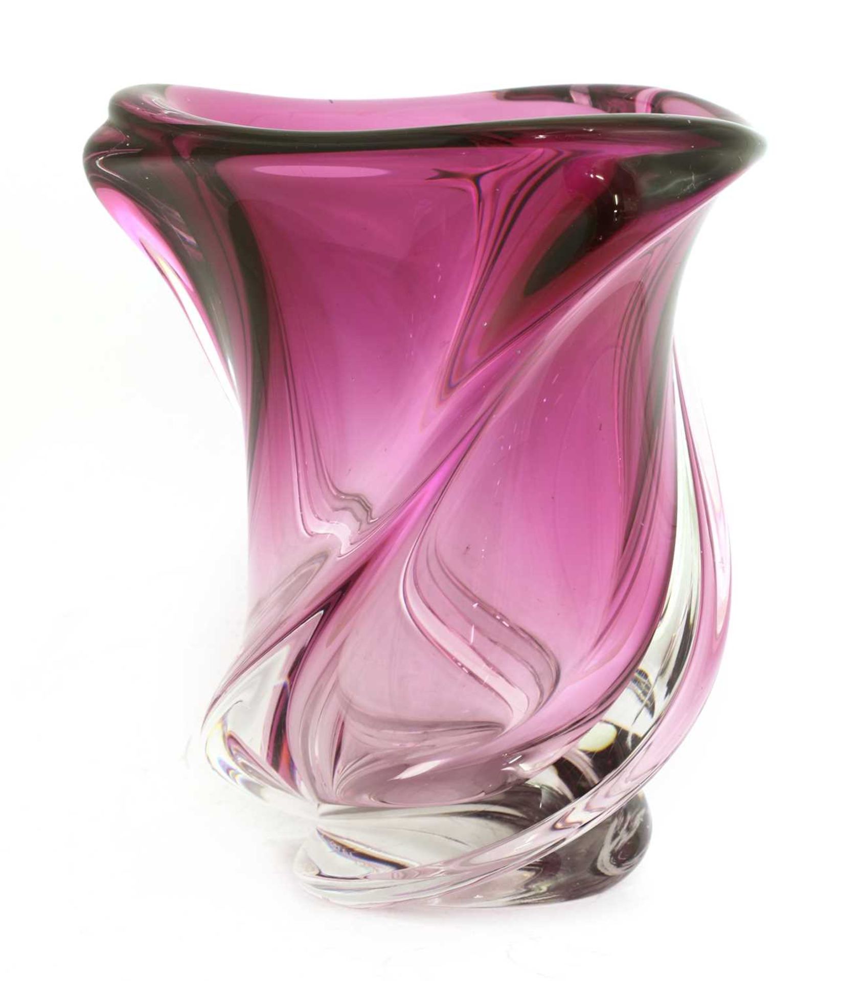 A Val St Lambert pink and clear glass vase, - Image 4 of 4