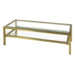 A brass coffee table,