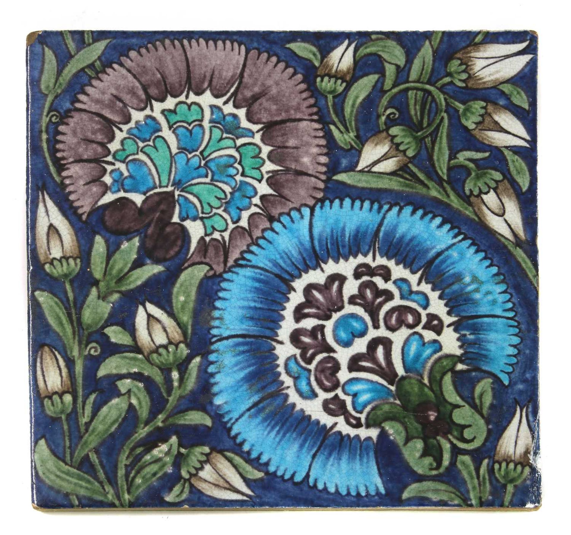 A William De Morgan 'Chicago' pattern tile,