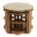 An Art Deco walnut nest of tables,