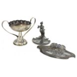 Three Art Nouveau metalware items,
