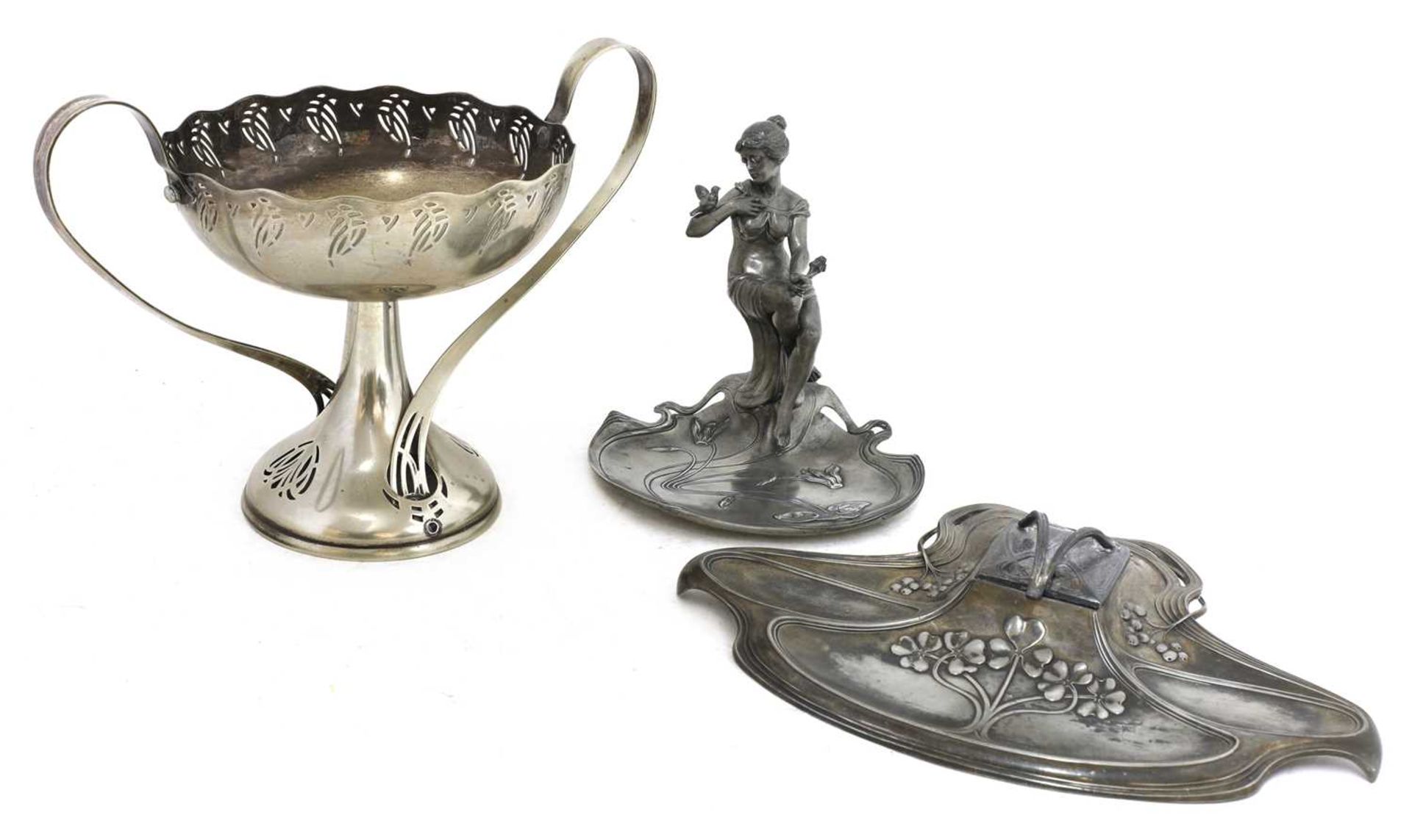 Three Art Nouveau metalware items,