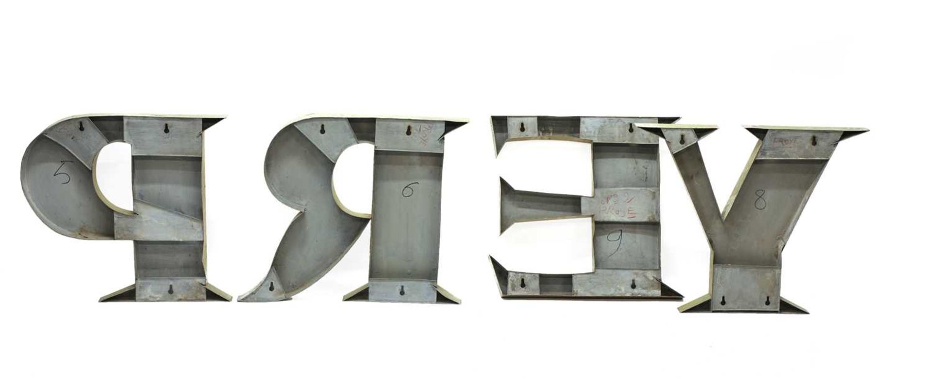 Four painted tin green letters, - Image 3 of 3