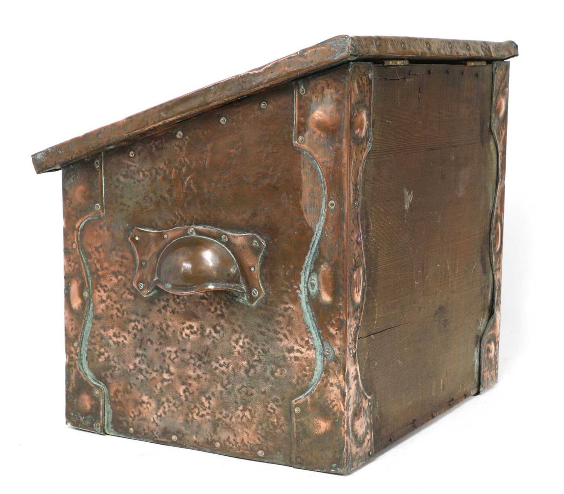 An Arts and Crafts embossed coal box, - Image 4 of 4