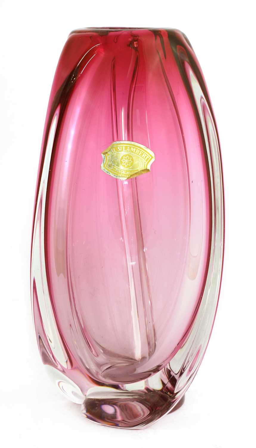 A Val St Lambert pink and clear glass vase, - Image 3 of 3