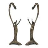 A pair of WMF silver-plated figural table lamps,