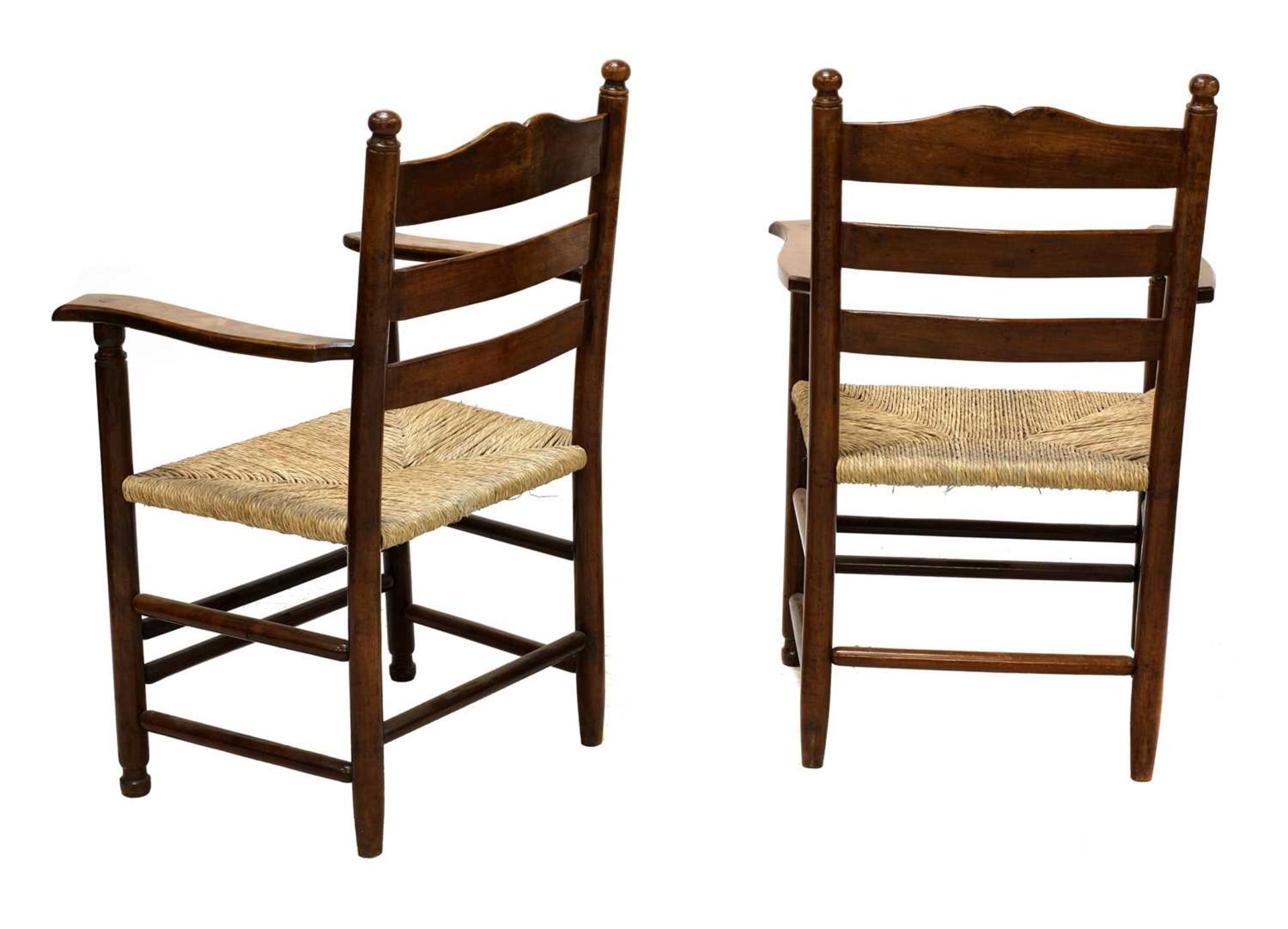 A pair of rare Gordon Russell yew wood ladderback chairs, - Image 2 of 3