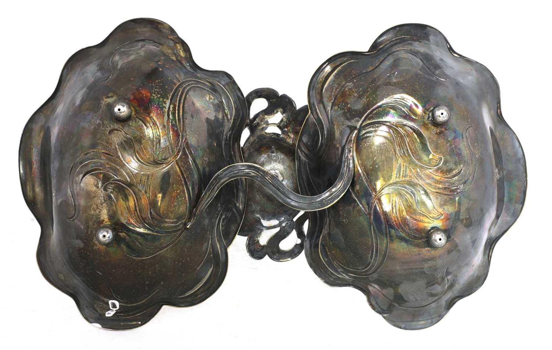 An Art Nouveau silver-plated figural mounted double dish, - Image 4 of 4