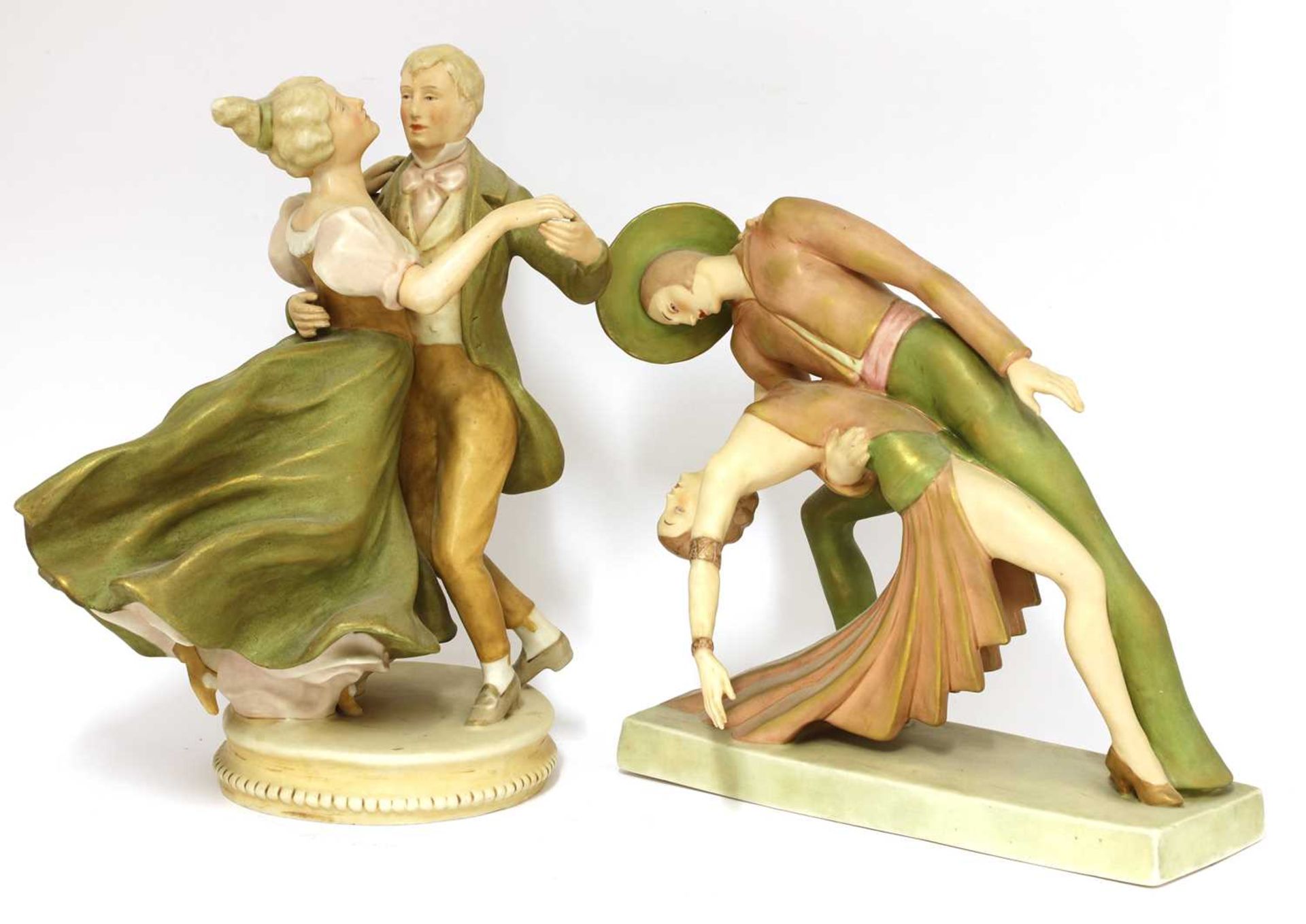 Two Royal Dux pottery figures,