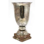 A French silver-plated urn or trophy,