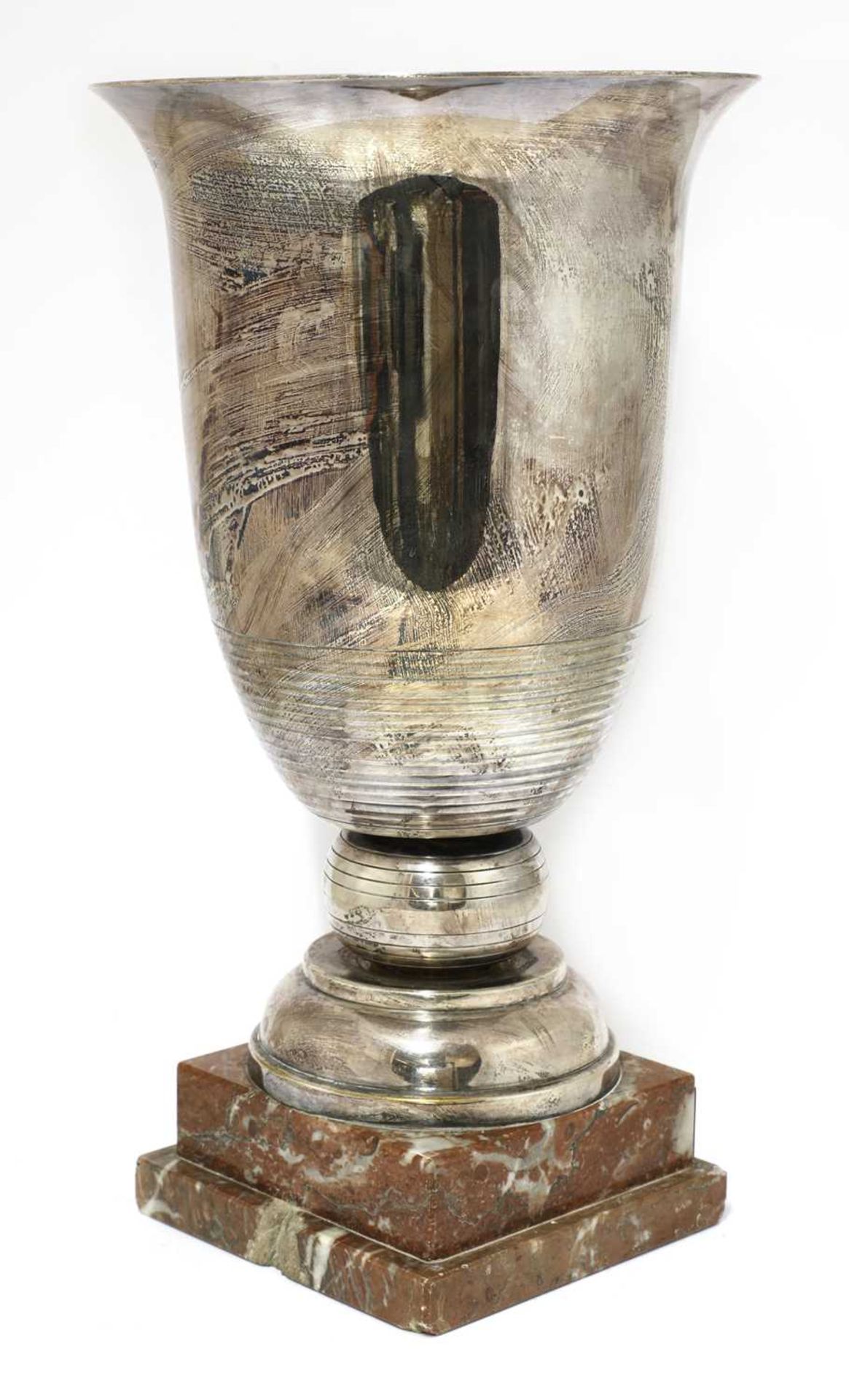 A French silver-plated urn or trophy,