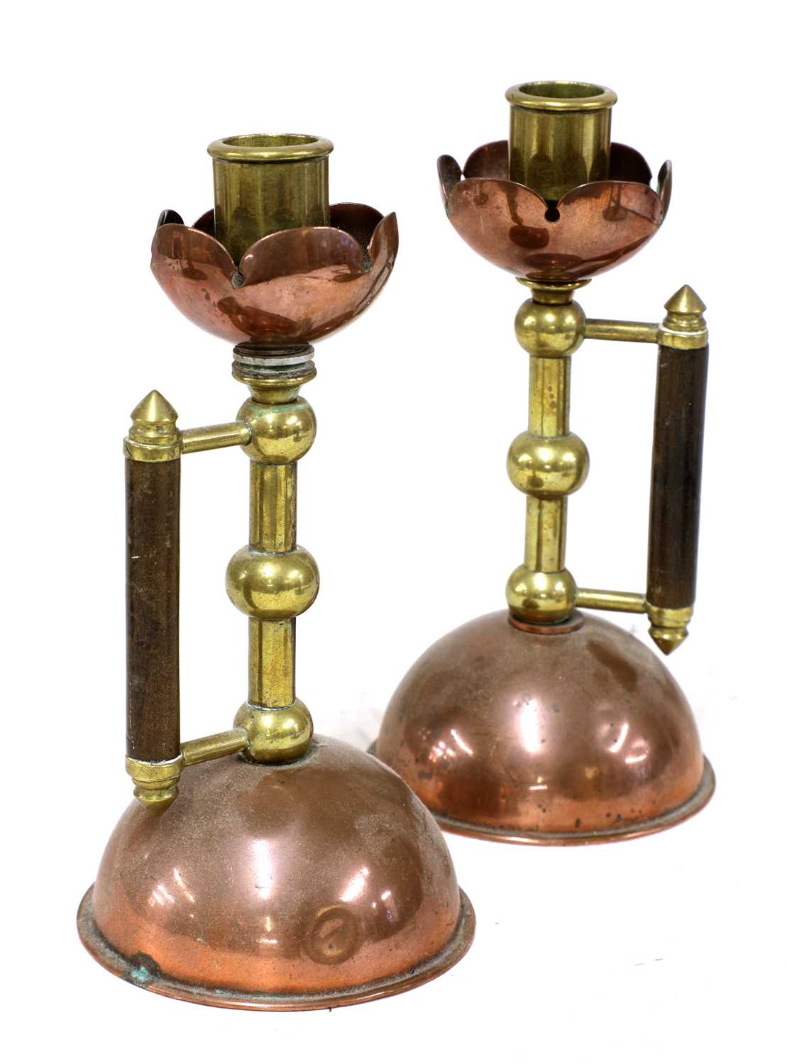 A pair of Aesthetic engraved brass wall lights, - Image 3 of 4