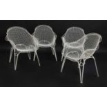 A set of four Italian wire armchairs,