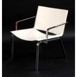 A Cattelan Italia white leather and chrome armchair,