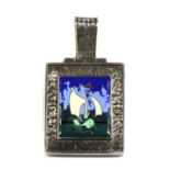 A Swedish silver enamel locket pendant,