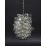 A multi-bubble blown glass pendant light,