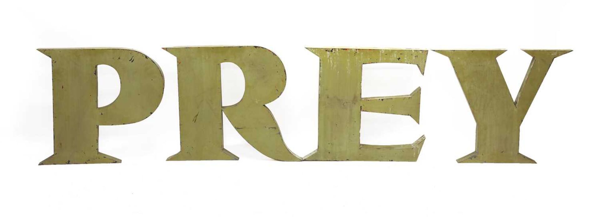 Four painted tin green letters, - Image 2 of 3