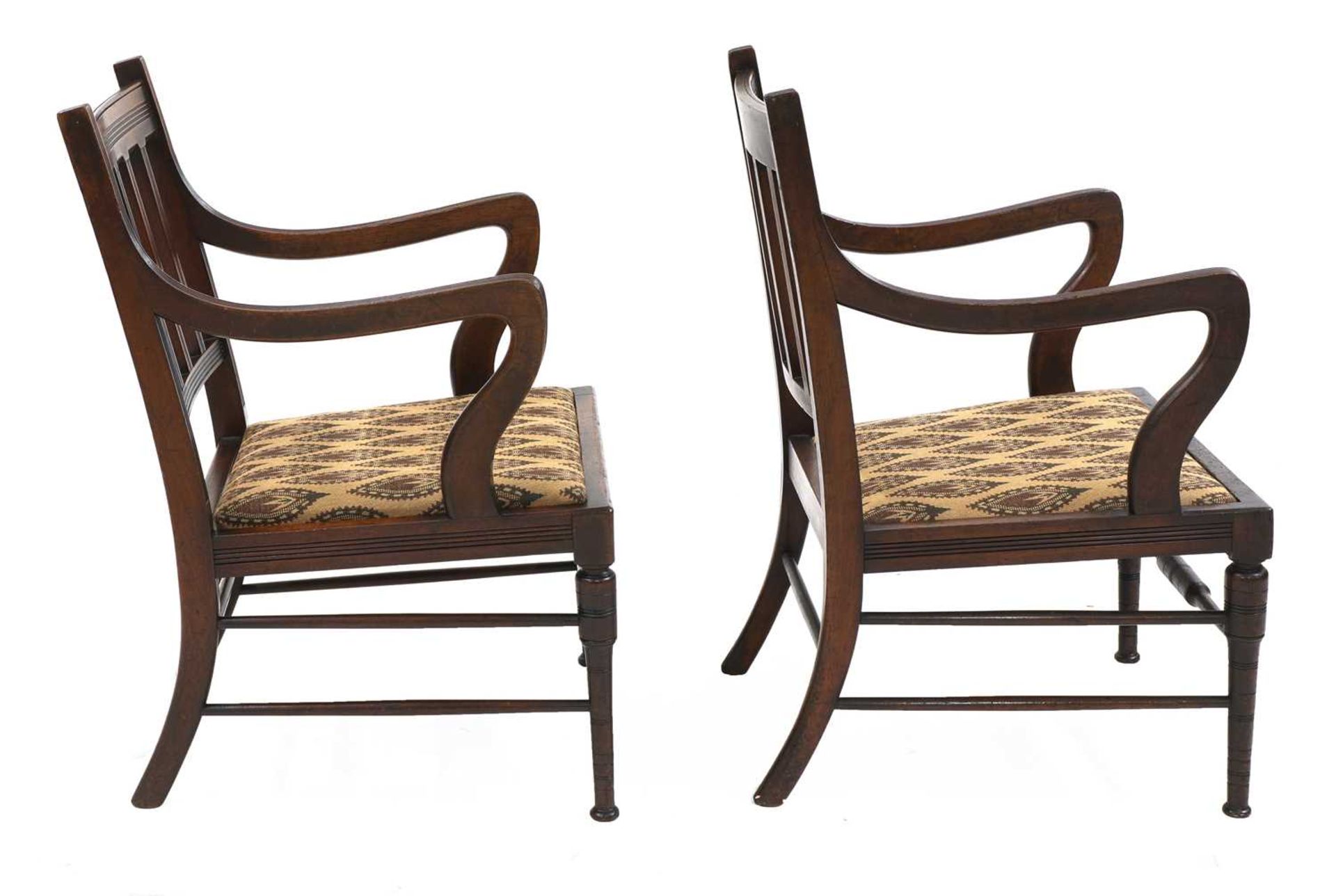 A pair of walnut armchairs, - Image 2 of 3