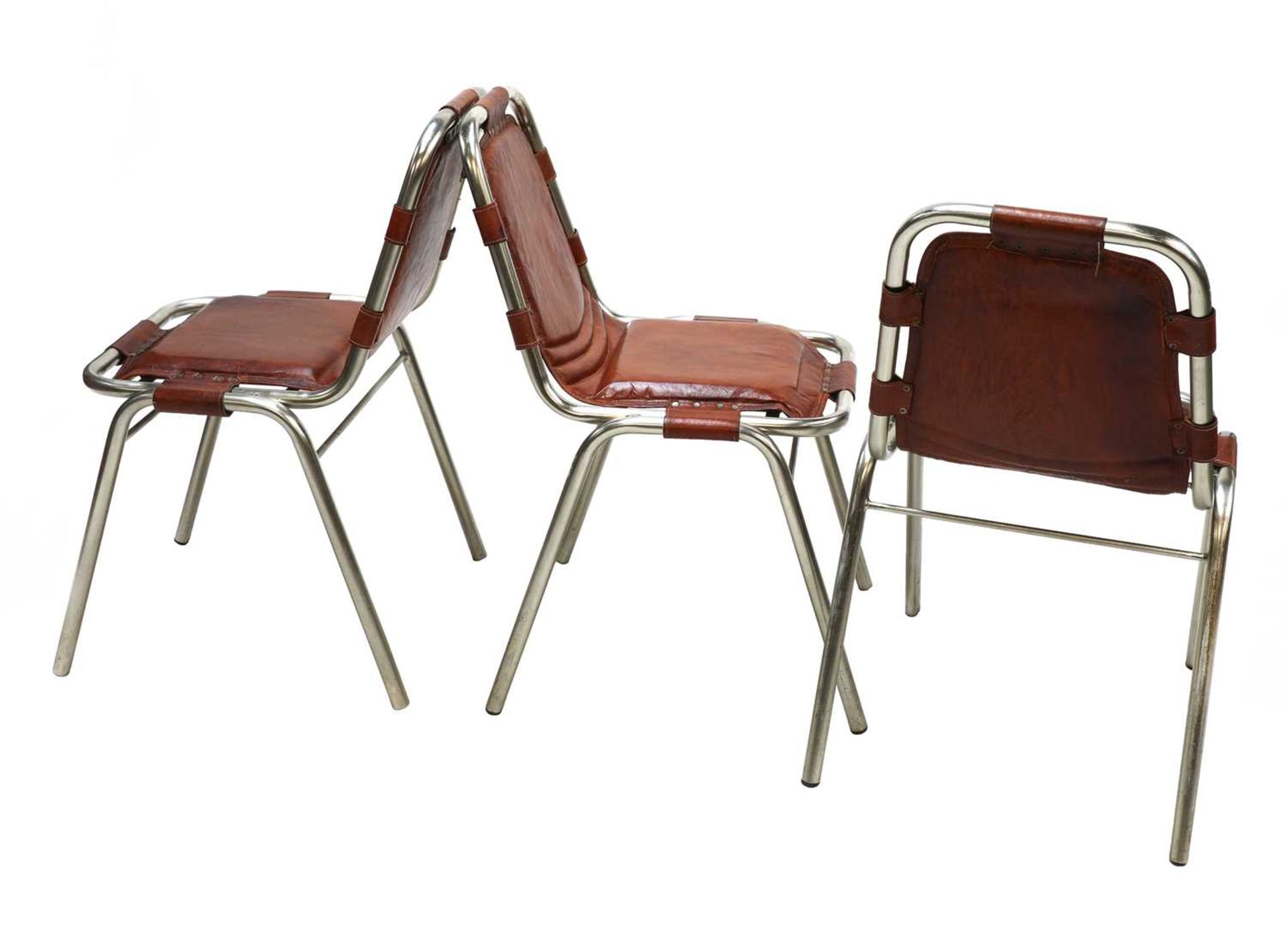 A set of eight contemporary leather slung dining chairs, - Image 9 of 12