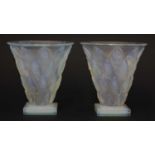 A pair of Sabino opalescent glass vases,