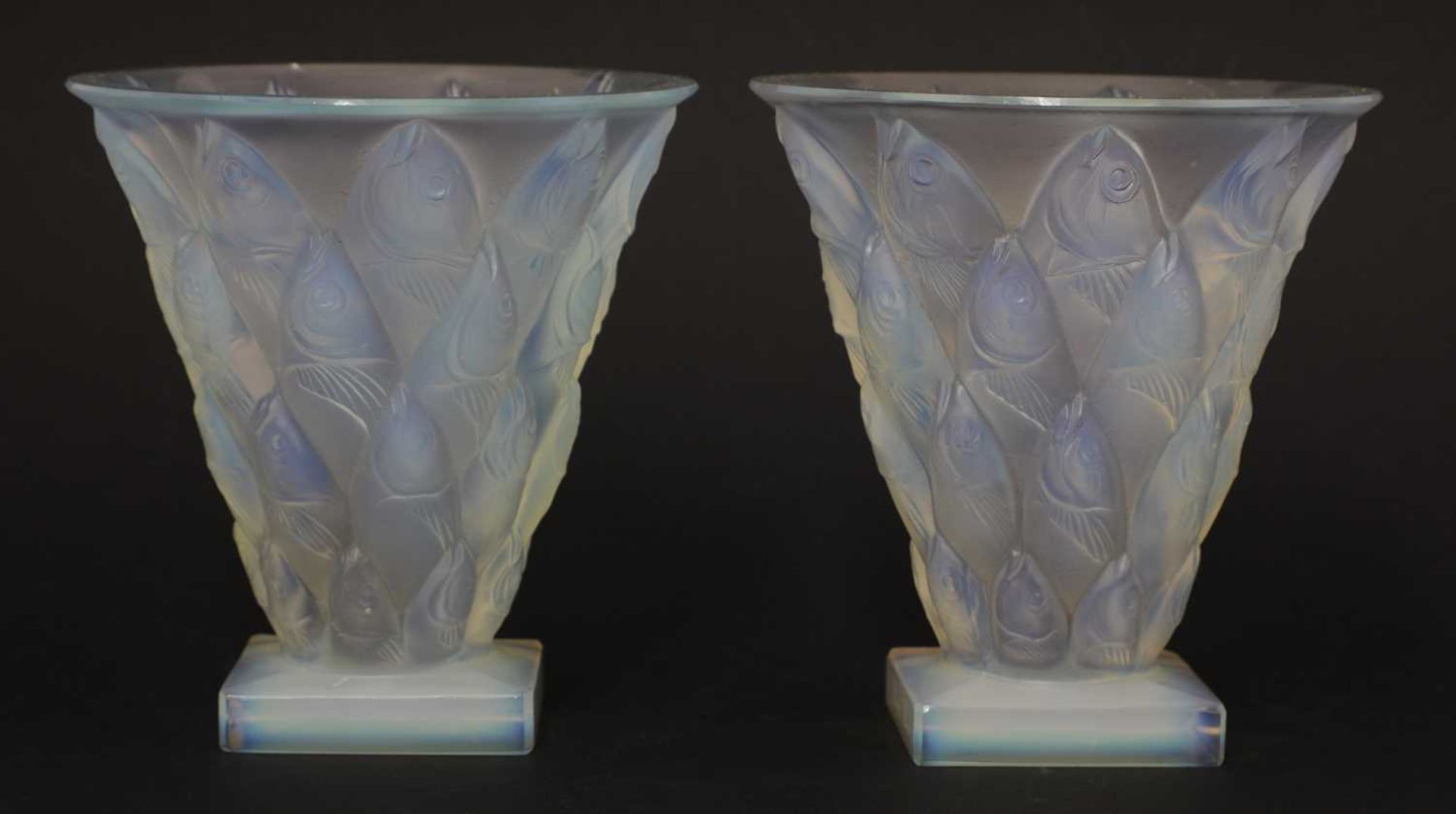 A pair of Sabino opalescent glass vases,