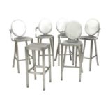 A set of five brushed aluminium 'Kong' bar stools,