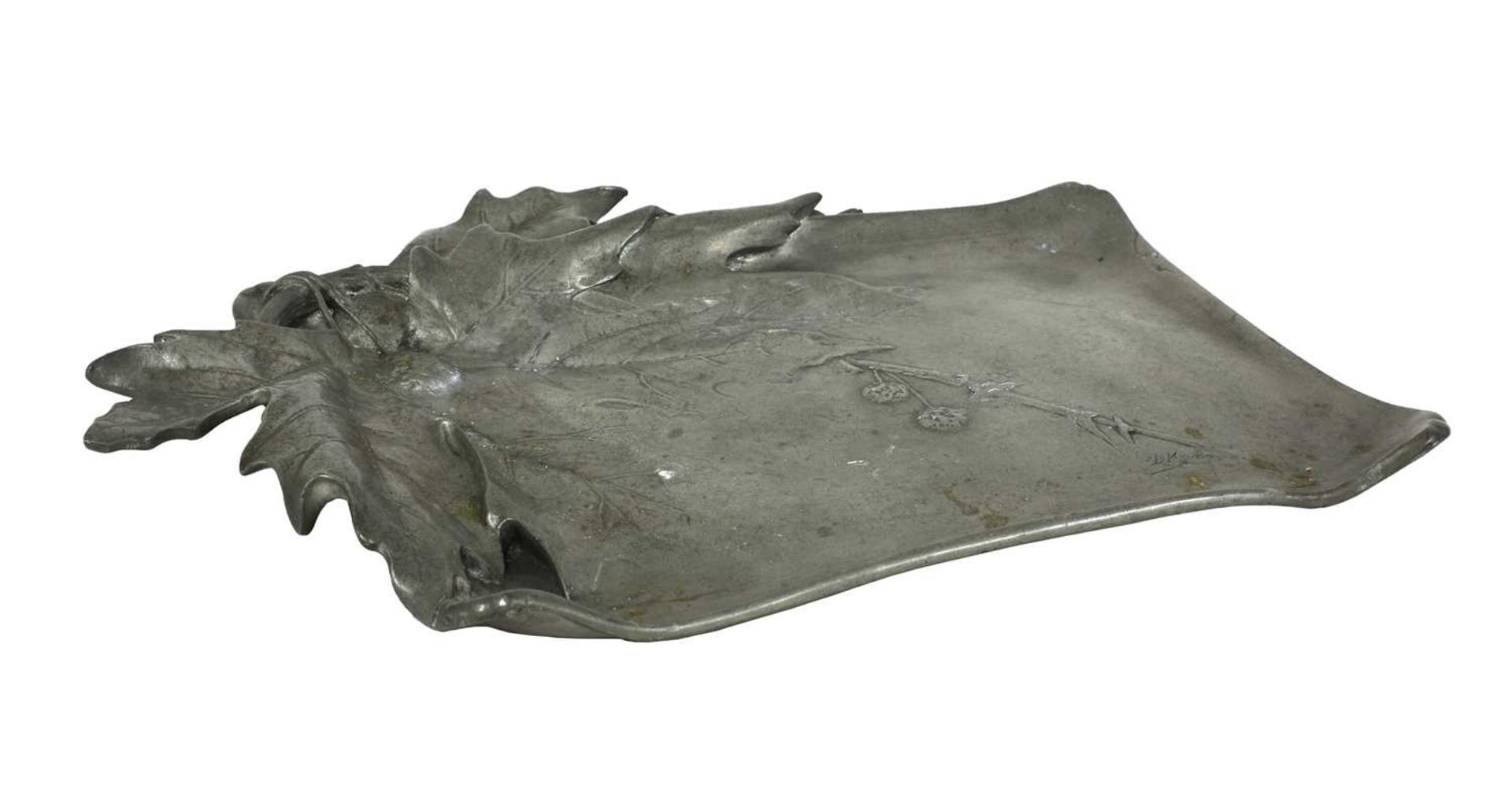 An Art Nouveau pewter dish, - Image 2 of 5