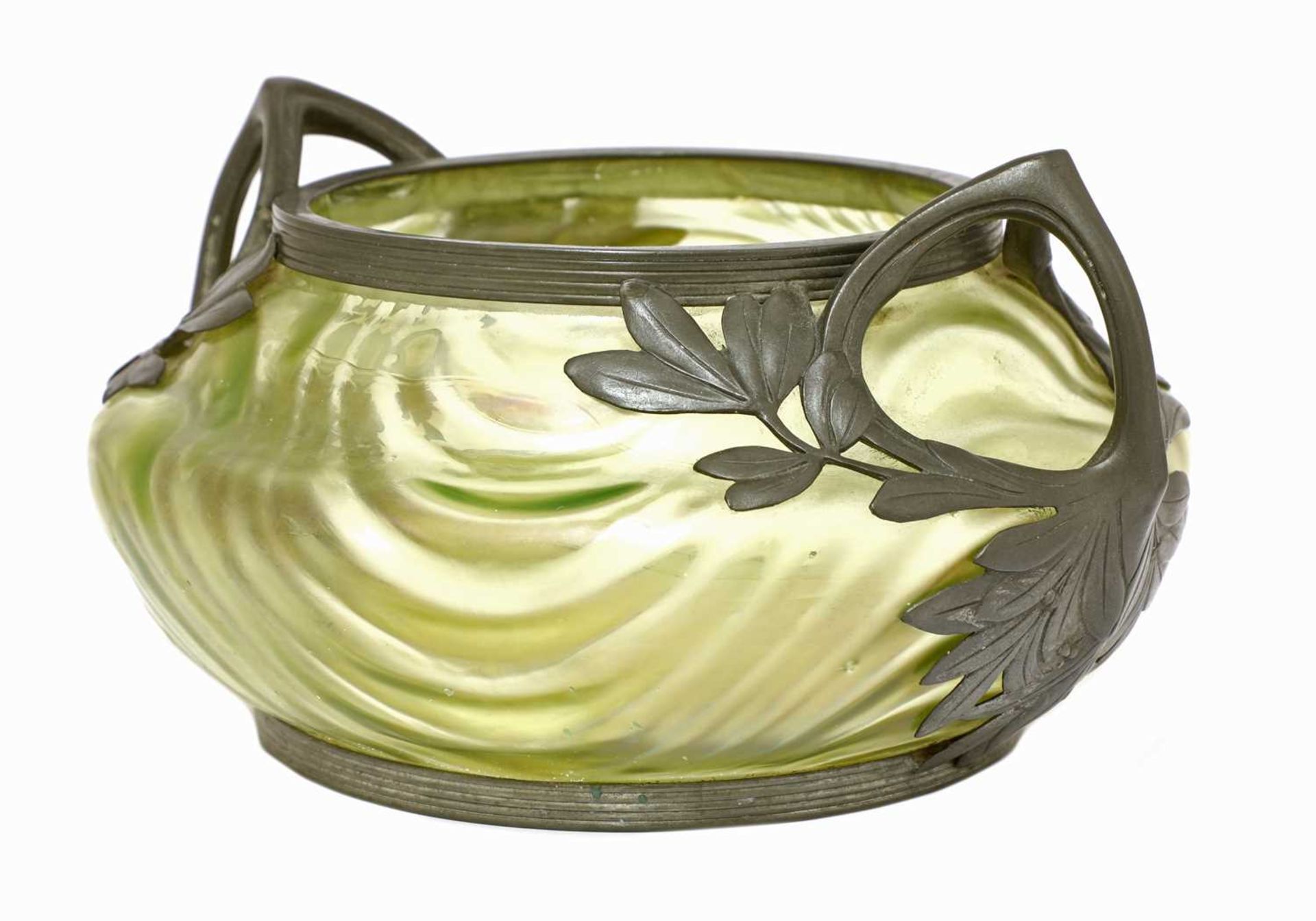 An Art Nouveau Kralik iridescent moulded glass bowl, - Image 2 of 3